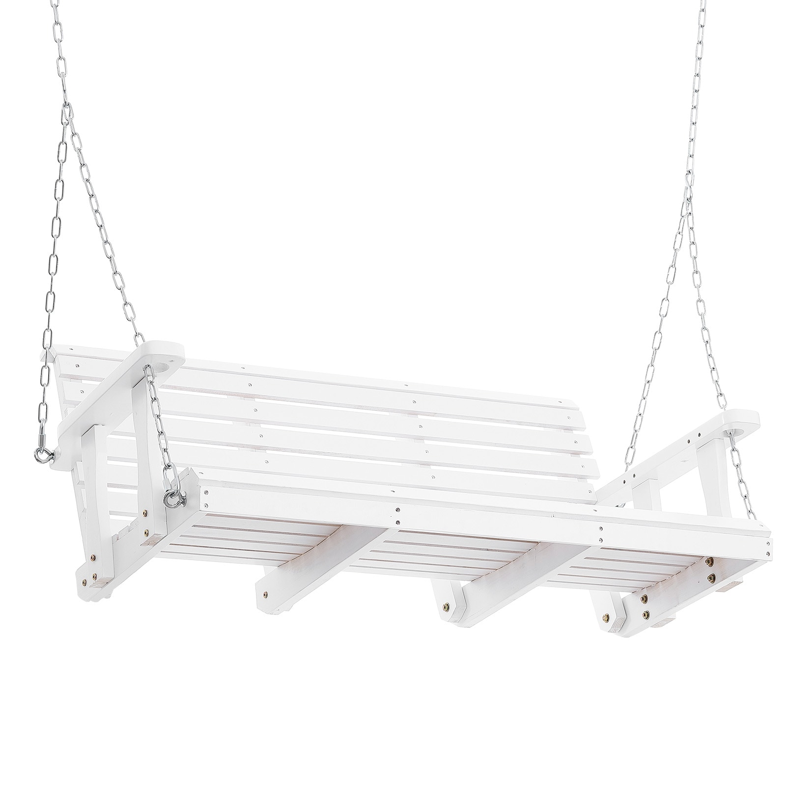 Wooden Porch Swing 4.5 Ft, Patio Bench Swing For Courtyard & Garden, Upgraded 880 Lbs Strong Load Capacity, Heavy Duty Swing Chair Bench With Hanging Chains For Outdoors, White_maomaolike.com